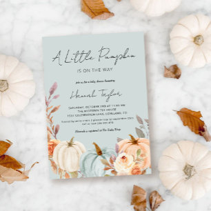 Blue Pumpkin Fall Baby Shower Invitation