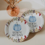 Blue Pumpkin Fall Baby Shower  Napkins Paper Plate<br><div class="desc">Fall themed blue pumpkin boy baby shower paper plates.</div>
