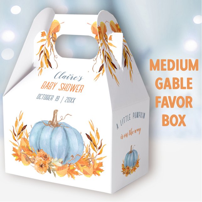 Blue Pumpkin Fall Boy Baby Shower Medium Gable Favour Box (Blue Pumpkin Medium Gable Favor Box - You can choose from 3 sizes of these gable favor boxes
)
