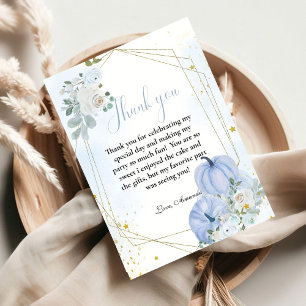 Blue Pumpkin Fall Boy Baby Shower Thank you card