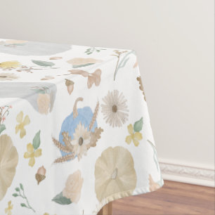 Blue Pumpkin Fall Floral Tablecloth