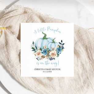 Blue Pumpkin Floral Boy Baby Shower Napkin