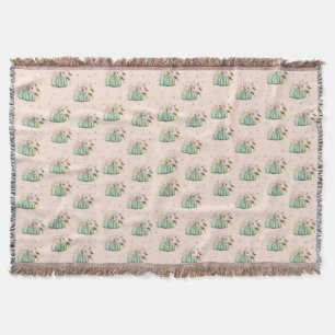 Blue pumpkin floral fall watercolor elegant autumn throw blanket