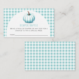 Blue Pumpkin Gingham Plaid Diaper Raffle Enclosure Card