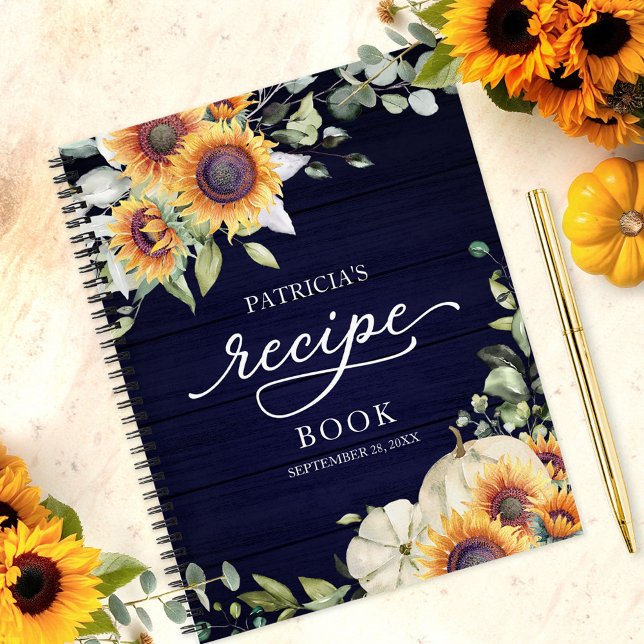 Blue Pumpkin Greenery Fall Bridal Shower Recipe Notebook (Creator Uploaded)