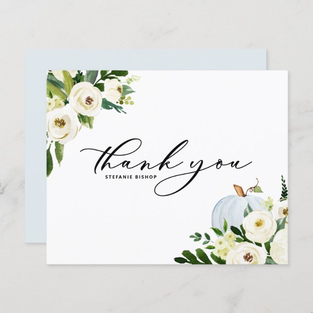 Blue Pumpkin Greenery Graduation Thank You Card (Front/Back)