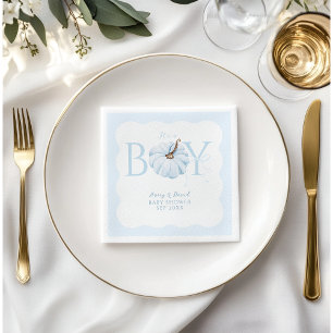 Blue Pumpkin It's a Boy Modern Fall Baby Shower Napkin