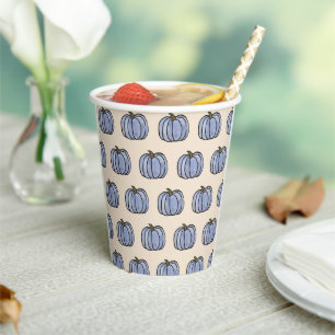 Blue Pumpkin Pattern Paper Cups