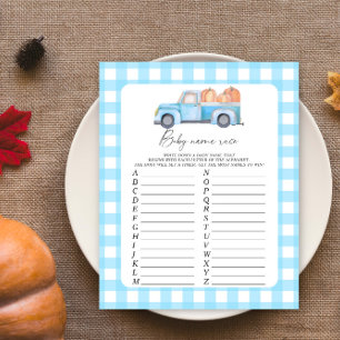 Blue pumpkin truck - Baby name race game