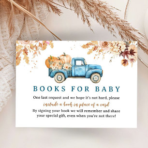 Blue Pumpkin Truck Baby Shower Fall Books for Baby Enclosure Card