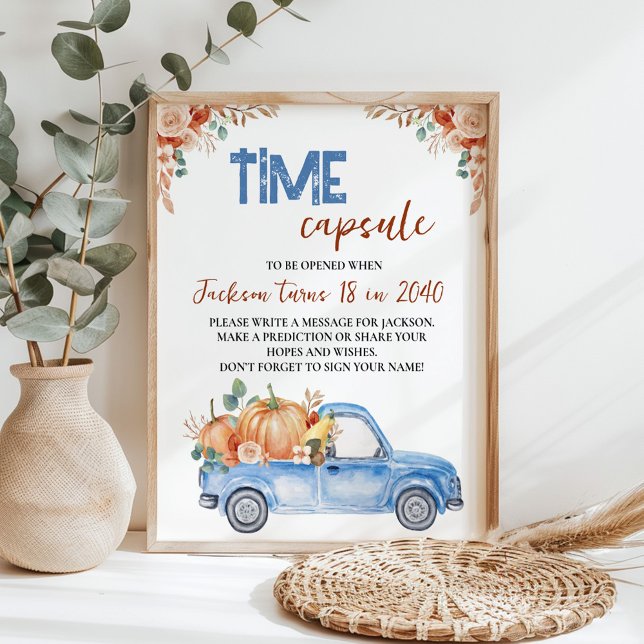 Blue Pumpkin Truck Birthday Time Capsule Sign (Creator Uploaded)