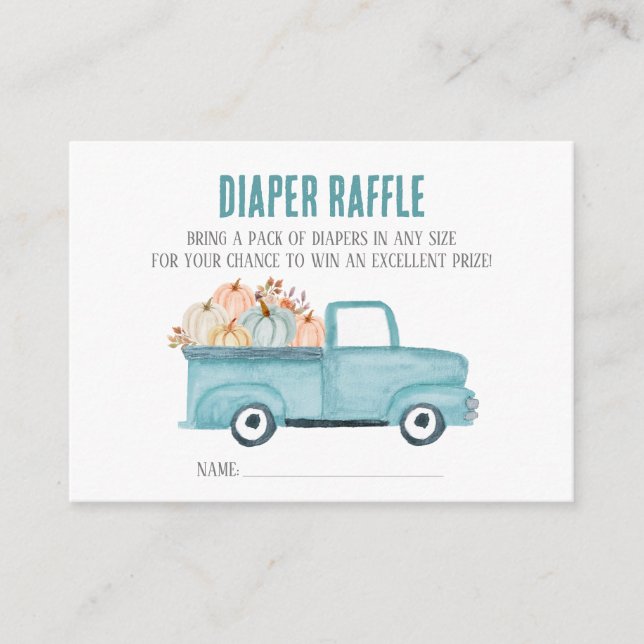 Blue Pumpkin Truck Diaper Raffle  Enclosure Card (Front)
