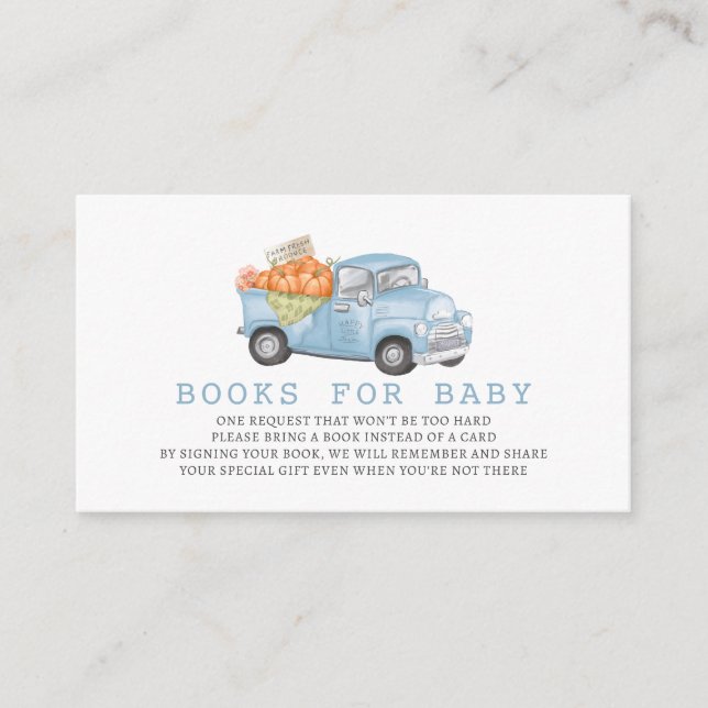 Blue Pumpkin Truck Gingham Books for Baby Enclosure Card (Front)