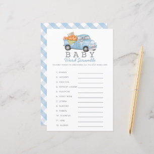 Blue Pumpkin Truck Gingham Boy Baby Word Scramble