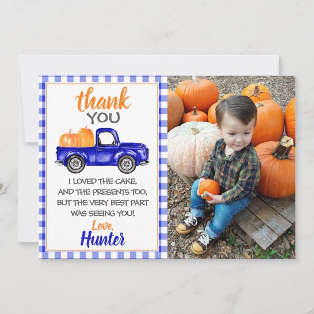 Blue Pumpkin Truck Thank You Card (Front)