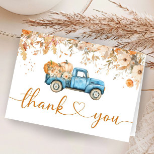 Blue Pumpkin Tuck Baby Shower Folded Thank You  Card