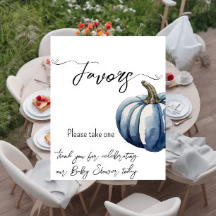 Blue Pumpkin Watercolor Baby Boy Shower Favours Poster