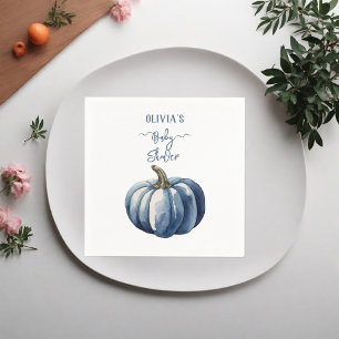 Blue Pumpkin Watercolor Boho Baby Boy Shower Napkin
