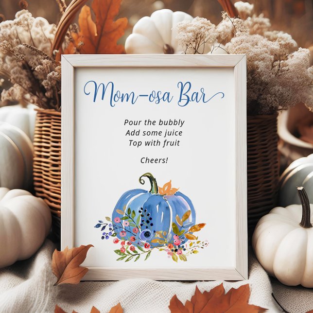 Blue Pumpkin Whimsical Baby Shower Momosa Bar Poster (Creator Uploaded)