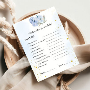 Blue Pumpkin  wishes for the baby shower game Card
