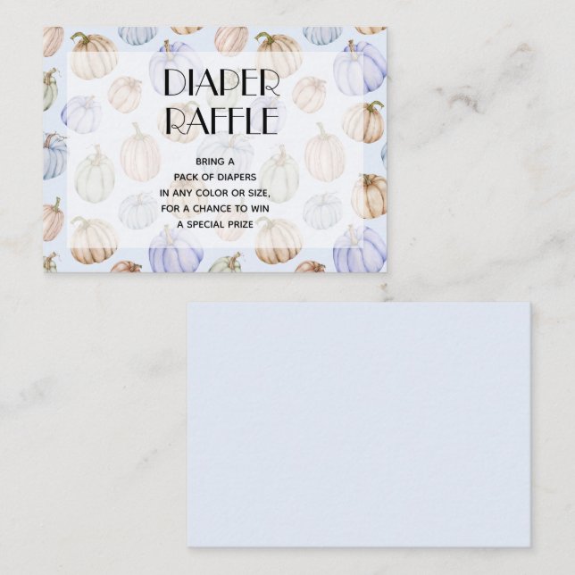 Blue Pumpkins Boy Baby Diaper Raffle Enclosure Card (Front/Back)