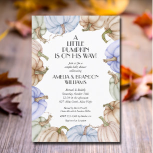 Blue Pumpkins Boy Baby Shower Invitation