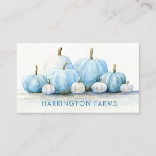 Blue Pumpkins Farm QR Code Scannable Watercolor Bu Business Card