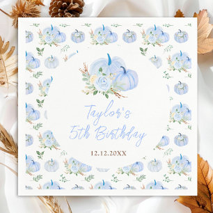 Blue Pumpkins Floral Birthday Party Napkin