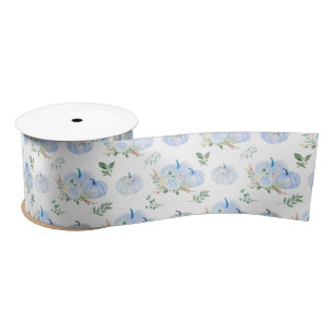 Blue Pumpkins Floral Satin Ribbon