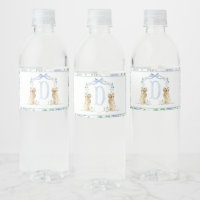 Blue Puppy Dog Baby Shower Water Bottle Labels