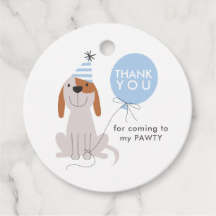 Blue Puppy Dog Birthday Party Favour Tags