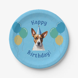 Blue Puppy Dog Birthday Paw-ty Paper Plate
