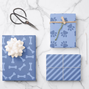 Blue Puppy Party Gift Wrap, Kids & Pets Birthday Wrapping Paper Sheet