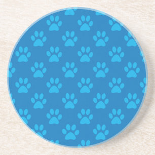 Blue puppy paws pattern coaster