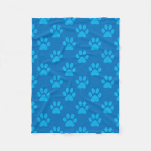 Blue puppy paws pattern fleece blanket