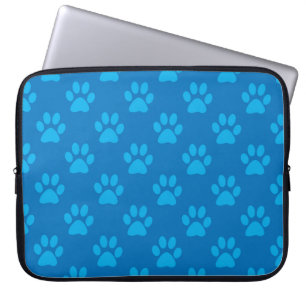 Blue puppy paws pattern laptop sleeve