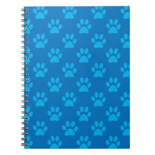 Blue puppy paws pattern notebook