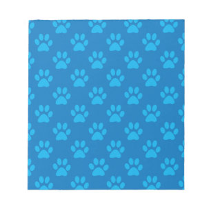 Blue puppy paws pattern notepad