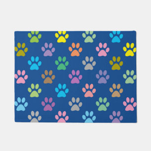 Blue puppy paws print doormat