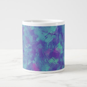 Blue purple Abstract Brush Strokes Design Large Coffee Mug