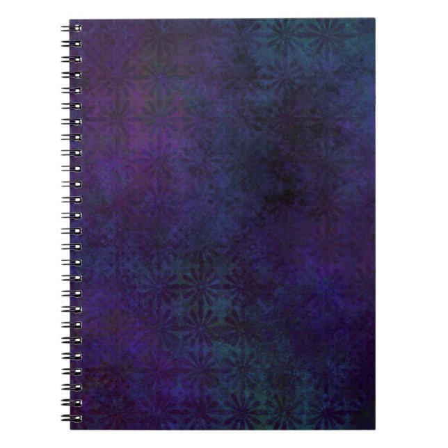 Blue & Purple Abstract, Grungy Digital Art Spiral Notebook (Front)