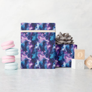 Blue & Purple Abstract Oil Paint Wrapping Paper