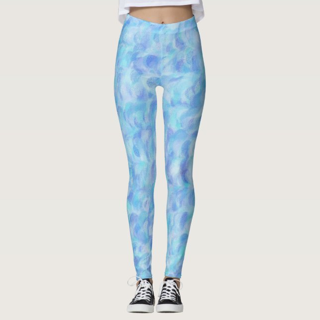 Blue Purple Abstract Seamless Pattern Leggings (Front)