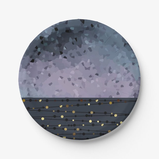 Blue-purple, abstraction paper plate (Front)