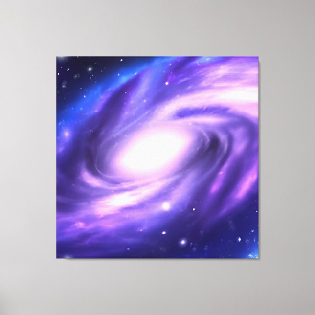 Blue Purple Acrylic Paint Galaxy Stretched Canvas Print (Front)