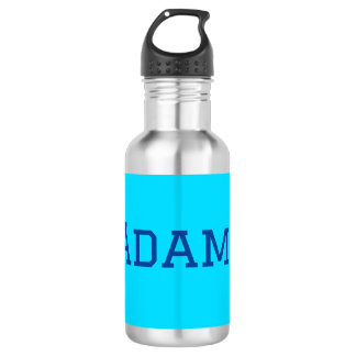 Blue purple add name text back to school message s 532 ml water bottle