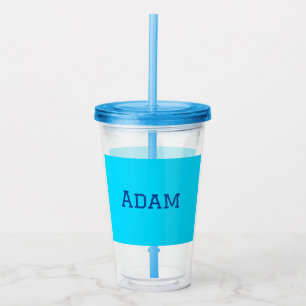 Blue purple add name text back to school message s acrylic tumbler