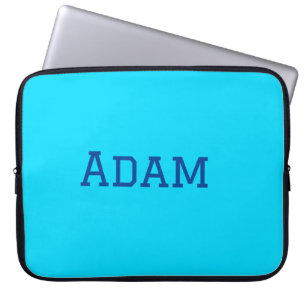 Blue purple add name text back to school message s laptop sleeve