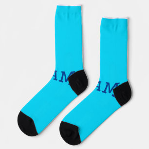 Blue purple add name text back to school message s socks