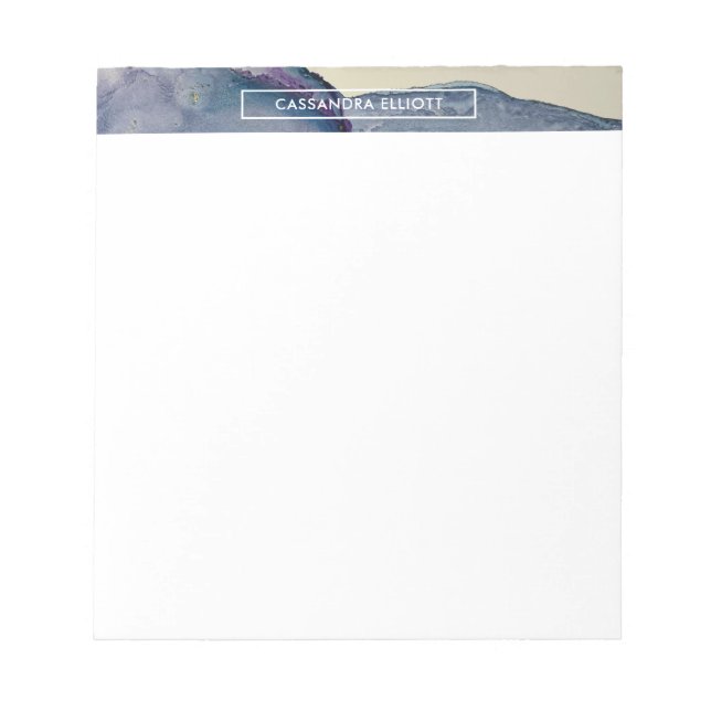 Blue & Purple Alcohol Ink Liquid Abstract Art Notepad (Front)
